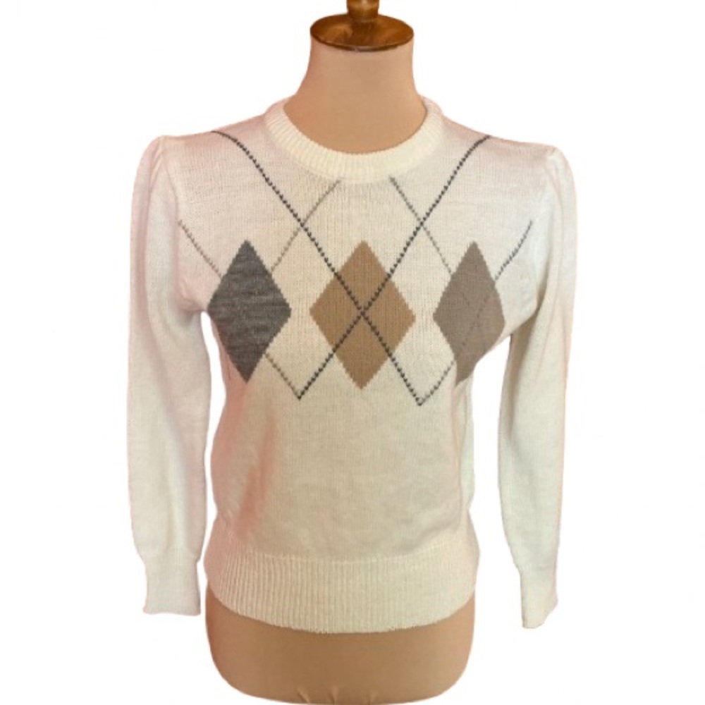 Vintage 80s hunters glen feminine argyle sweater